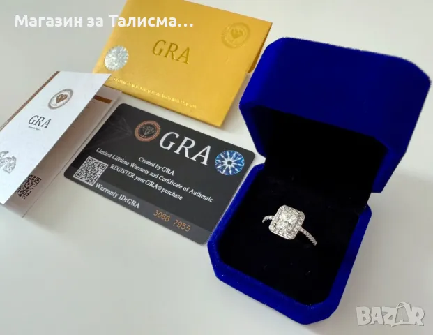 S925 Сребърен пръстен с камък Мойсанит 2ct - размер 7
, снимка 5 - Пръстени - 49385951