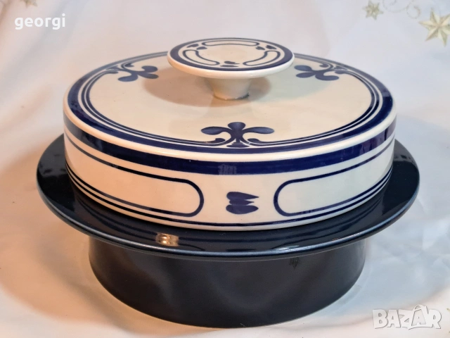 немски керамичен съд с похлупак Rosenthal siena blue цвят кобалт 33/4