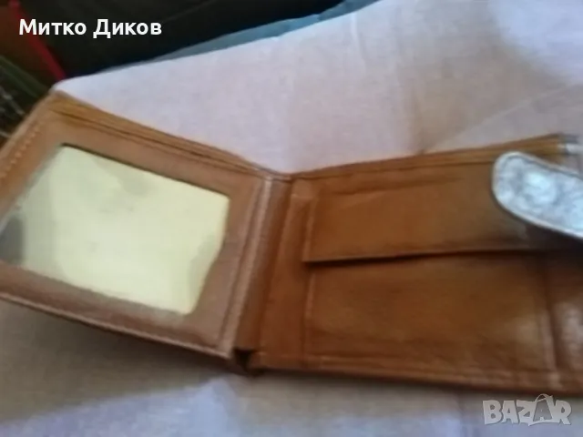 Портфейл от соца кафяв  естествена кожа като нов 125х110мм вътрешен цип, снимка 4 - Портфейли, портмонета - 49600287
