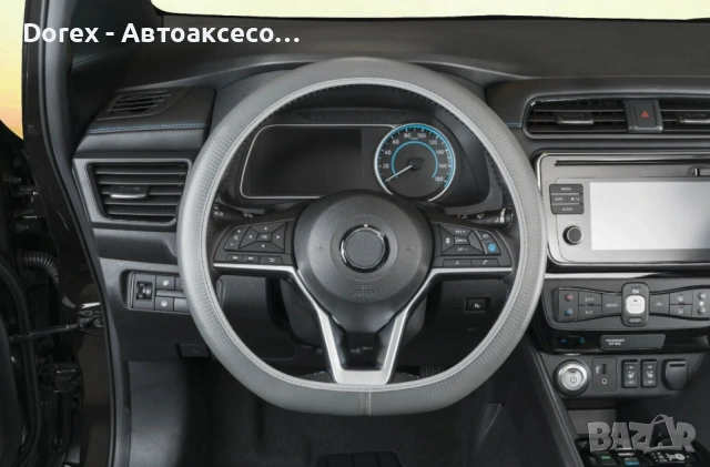 Универсален калъф за волан 37–38 см еко кожа черно-сив, снимка 4 - Аксесоари и консумативи - 53602932