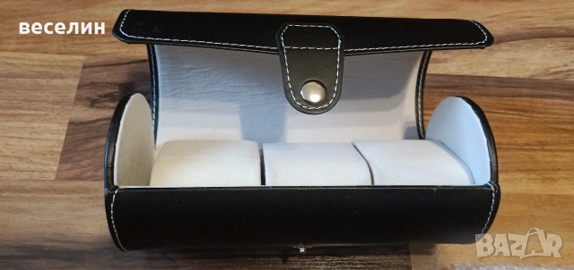 Луксозна кутия за три часовника от еко кожа кафява/черна, снимка 7 - Други - 53117956