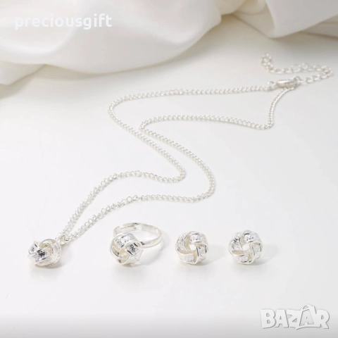 Комплект бижута - колие, обеци и пръстен, снимка 2 - Бижутерийни комплекти - 52052992