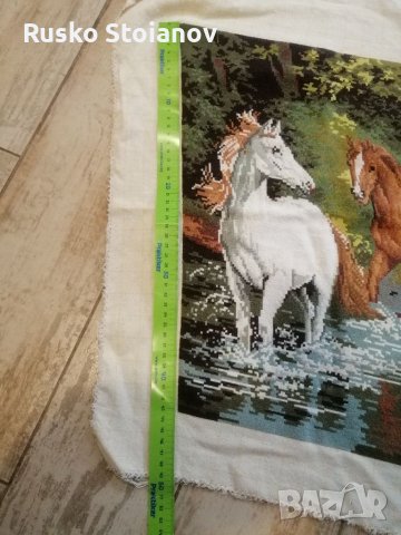 Гоблен,, Коне в реката,, /ariadna/, снимка 4 - Гоблени - 39873754