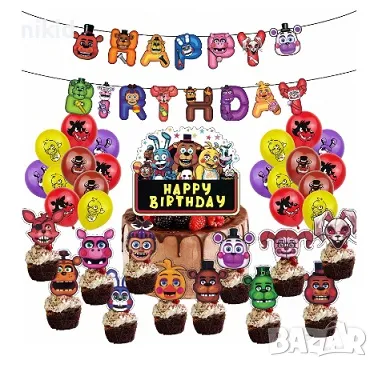 Фреди Five Nights at Freddy's Freddy парти банер надпис топер топери балон балони рожден ден