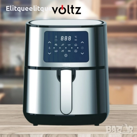 Фритюрник AirFryer Voltz, 1400W, 5.5 литра, Горещ въздух, Таймер, до 200°C, Сив, 2 ГОДИНИ ГАРАНЦИЯ, снимка 3 - Фритюрници - 52187814