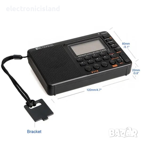 Портативно радио Retekess V115 AM/FM транзистор с MP3 и слот за TF карта, снимка 4 - Радиокасетофони, транзистори - 44884156