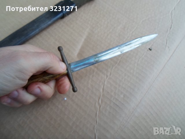 Рядък старинен,винтидж нож,щик.кортик,рогова дръжка,с кания, снимка 5 - Ножове - 34914630