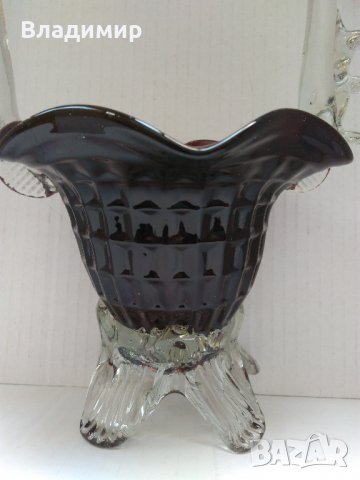 Красива кошничка/бонбониера - масивно релефно стъкло, снимка 4 - Декорация за дома - 26467136