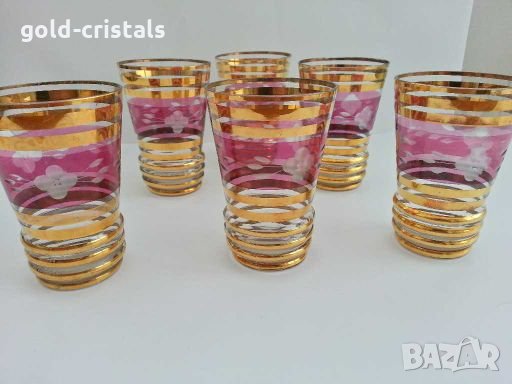 ретро  стъклени чаши и кана, снимка 2 - Антикварни и старинни предмети - 28486120