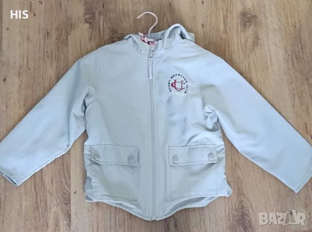 Детско преходно яке Бенетон с памучна подплата и качулка, размер 120 см, снимка 3 - Детски якета и елеци - 36393167