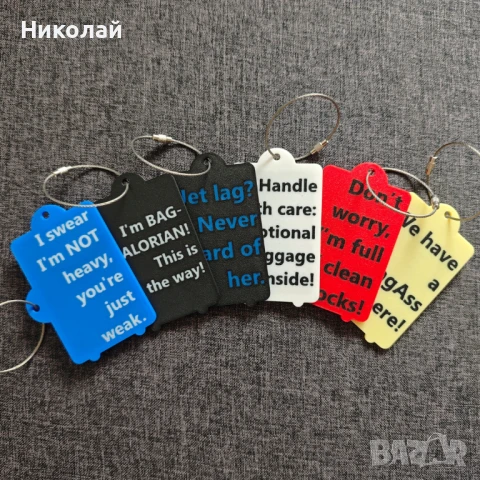 Забавни 3D принтирани етикети за багаж с хартиена вложка за контакти, снимка 3 - Куфари - 50521034