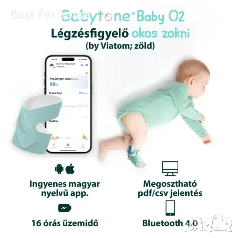 Бебешки кислороден монитор Babytone BabyO2 Oxygen Monitor, снимка 6 - Уреди за диагностика - 48550387