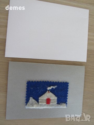 Ръчно изработена коледна картичка от филц с плик , снимка 7 - Други ценни предмети - 16551913