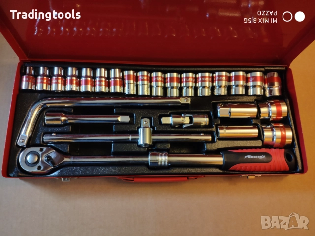 NEILSEN TOOLS гедоре /гидория 1/2 26части качествени вложки камъни комплект метална кутия