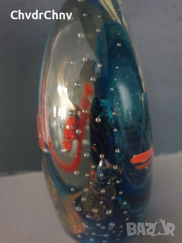 Murano стъклена фигура 18см-3кг/италианска декорация-аквариум от Мурано стъкло, снимка 4 - Статуетки - 52445827