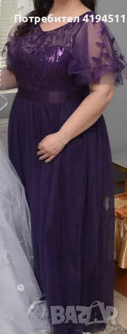 Дълга лилава рокля, снимка 2 - Рокли - 50320947