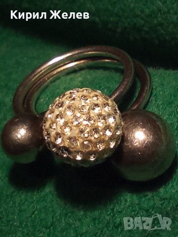 СТАР СРЕБЪРЕН ВИНТИДЖ ТОПЧЕСТ АРТ ДИЗАЙНЕРСКИ ПРЪСТЕН с БЯЛ ЕМАЙЛ и КРИСТАЛЧЕТА 19446, снимка 4 - Пръстени - 31595555
