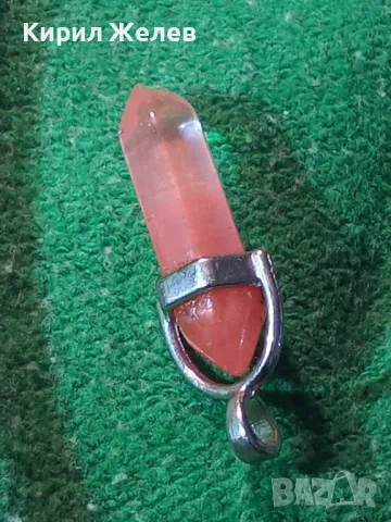 КОЛИЕ МЕДАЛЬОН РОЗОВ КВАРЦ ПОСРЕБРЕНО АРТИСТИЧНА ВИСУЛКА 10932, снимка 7 - Колиета, медальони, синджири - 30580731