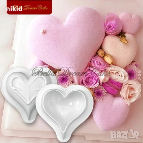 3D заострено сърце дълбок силиконов молд форма кекс Свети Валентин юбилей торта мус гипс свещ сапун, снимка 2 - Форми - 29313511