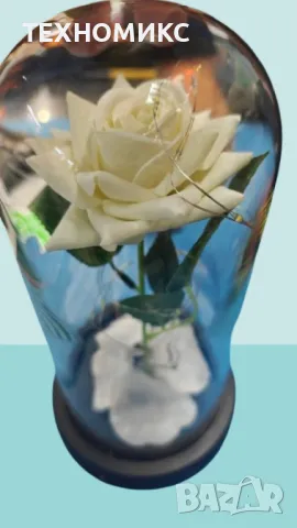 Бяла роза в стъкленица - Вечна елегантност , снимка 6 - Изкуствени цветя - 48675461