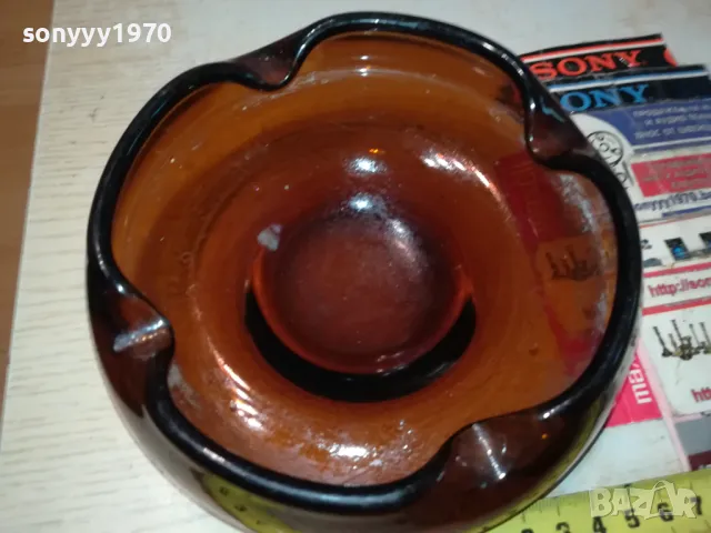 ПЕПЕЛНИК-КАФЯВО СТЪКЛО 1405251634, снимка 7 - Антикварни и старинни предмети - 50288175