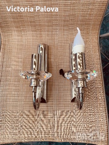 Красив кристален полилей и две лампи за стена-комплект, снимка 11 - Полилеи - 37700086