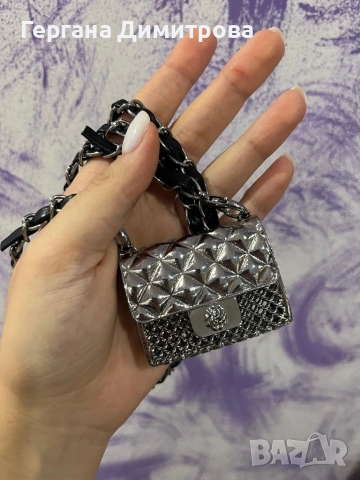 Мини чанта с метален декор  , снимка 2 - Чанти - 52633949