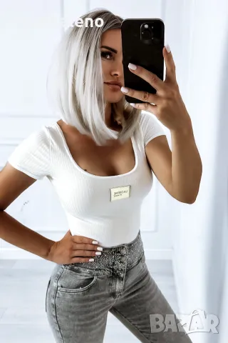 Дамска блуза с къс ръкав на райе 941, 3цвята , снимка 5 - Тениски - 49252217