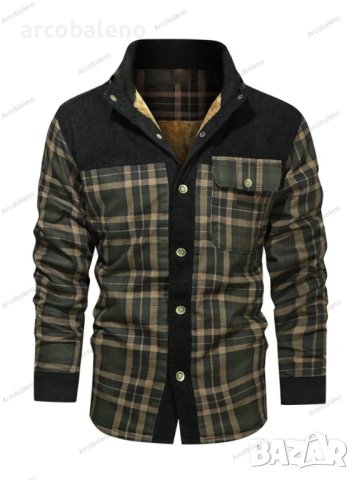Мъжко удебелено яке от кадифе с дълги ръкави и пачуърк, 6цвята, снимка 3 - Якета - 43840452
