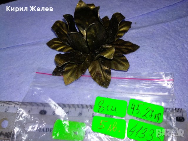 КРАСИВ СТАР ФЛОРАЛЕН СРЕБРИСТ МЕТАЛЕН ВИНТИДЖ СВЕЩНИК - РОЗА 41335, снимка 3 - Други ценни предмети - 43598206