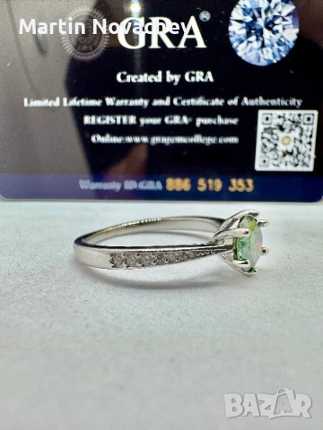 Сребърен пръстен с мойсанит (Диамант) 1 карат, снимка 6 - Пръстени - 53508195