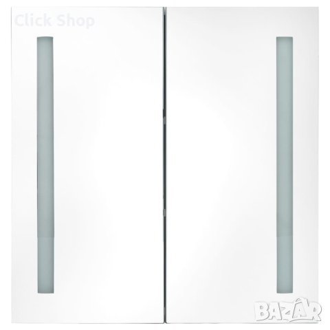 LED шкаф с огледало за баня, искрящо черен, 62x14x60 см, снимка 4 - Огледала - 40550955