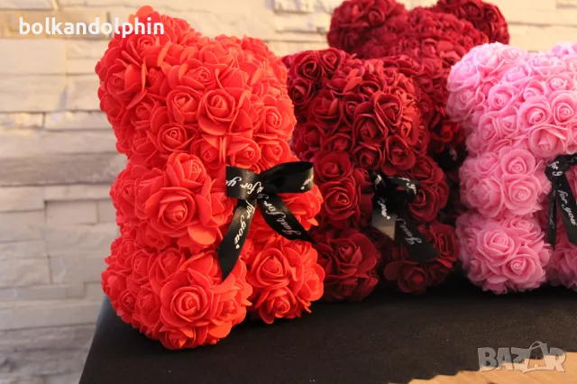 Романтични мечета от рози за Свети Валентин , снимка 3 - Подаръци за жени - 48838415