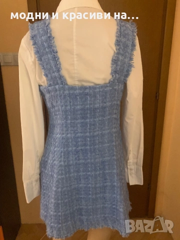 Рокля  сукман в небесносин цвят букле Zara, размер S/M, снимка 6 - Рокли - 53357546