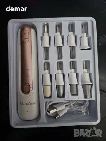 Електрически комплекти за маникюр и педикюр Melodysusie с 8 накрайника PC760G,преносим,акумулаторен, снимка 5 - Продукти за маникюр - 49871723