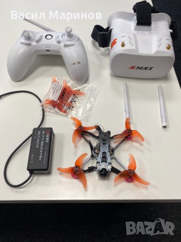 Продавам FPV дрон Emax Tinyhawk 2 freestyle  - 2.5 инча пълен комплект радио , очила, дрон, батерии , снимка 1 - Дронове и аксесоари - 43006358