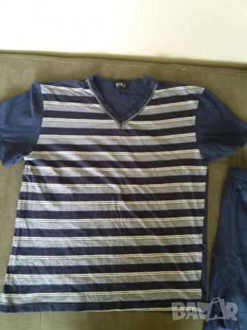 Мъжка памучна пижама с къс ръкав с гащета, снимка 2 - Други - 32697197