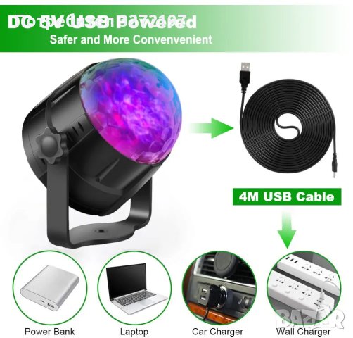 LED прожектор,15 цвята диско топка,стробираща светлина звукова активирана сцена с дистанционно упр., снимка 9 - Прожектори - 43270411