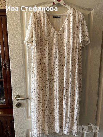 Елегантна нова романтична плисирана дълга нежна бяла рокля Zara , снимка 2 - Рокли - 40210139