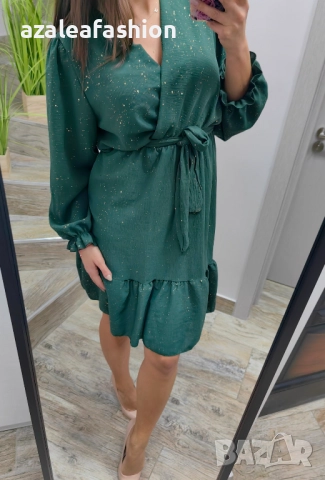 Зелена рокля с блясък, снимка 5 - Рокли - 52771423