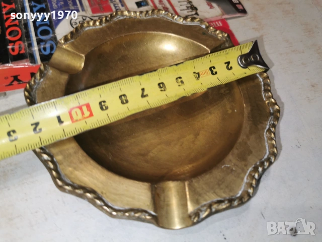 ПЕПЕЛНИК МЕД/МЕСИНГ-ВНОС SWISS 1001262016LCHERY1, снимка 2 - Антикварни и старинни предмети - 53057263