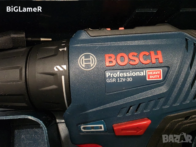 Винтоверт Bosch Professional GSR 12V-30 Heavy Duty, безчетков + 2 батерии и куфар, снимка 3 - Други инструменти - 52969223