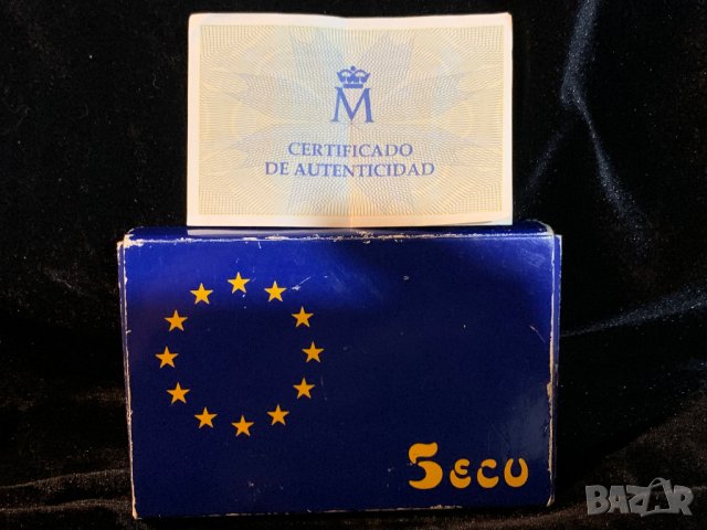 Сребърна монета 5 ECU Испания, снимка 1 - Нумизматика и бонистика - 39608608