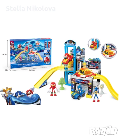 Детски паркинг Соник с 2 коли и 2 героя