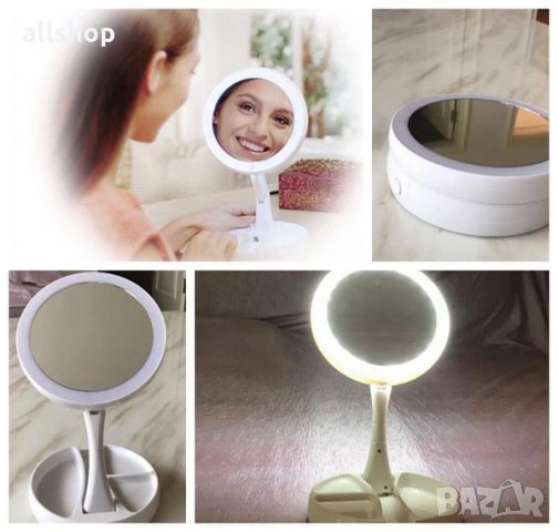 Сгъваемо козметично LED огледало с увеличително стъкло, снимка 4 - Други - 28305641