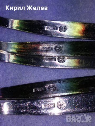 ПЕТ ОРНАМЕНТИРАНИ Стари INOX ДЕСЕРТНИ ВИЛИЦИ от БЛАГОРОДНА НЕРЪЖДАЕМА СТОМАНА ИНОКС МАРКИРАНИ 35298, снимка 2 - Прибори за хранене, готвене и сервиране - 43805381