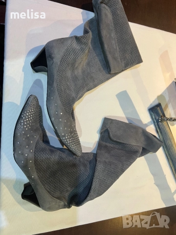 Велурени ботуши с камъни, снимка 7 - Дамски ботуши - 52164697