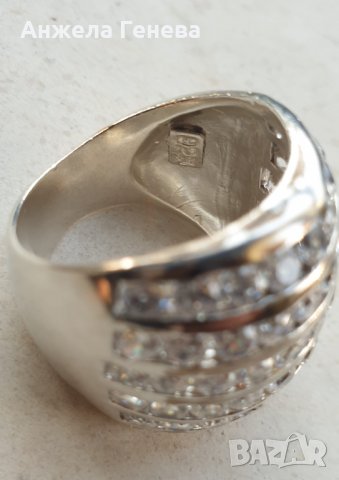 Масивен дамски сребърен пръстен с цирконий, снимка 4 - Пръстени - 38599628