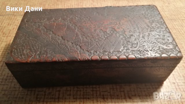 дървена пирографирана кутия антика, снимка 5 - Антикварни и старинни предмети - 38353973