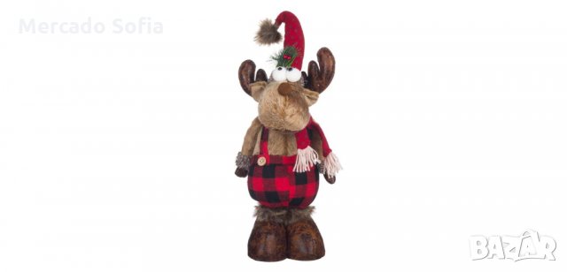 Коледен декоративен елен с Кариран панталон, 45см 